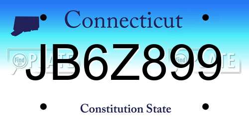 JB6Z899 Connecticut License Plate