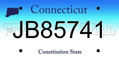 JB85741 Connecticut License Plate