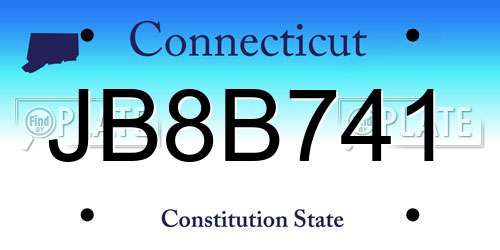 JB8B741 Connecticut License Plate