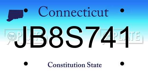 JB8S741 Connecticut License Plate