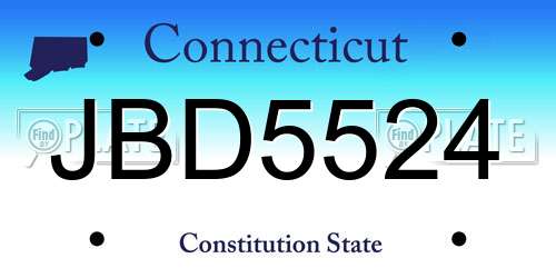 JBD5524 Connecticut License Plate
