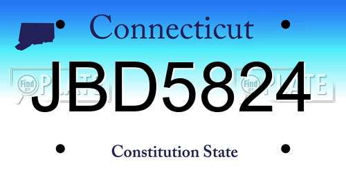 JBD5824 Connecticut License Plate