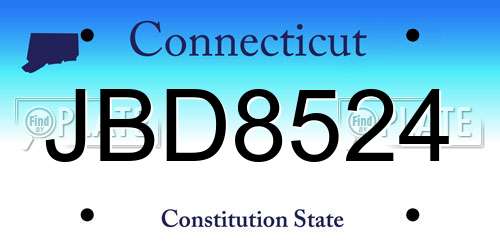 JBD8524 Connecticut License Plate