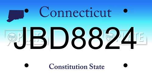 JBD8824 Connecticut License Plate