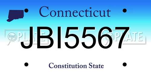 JBI5567 Connecticut License Plate