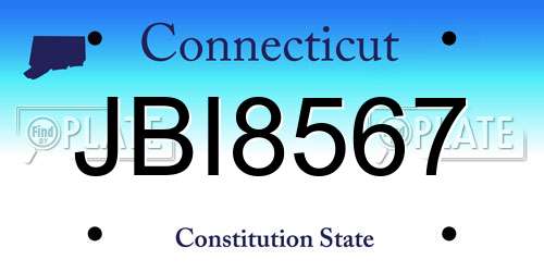JBI8567 Connecticut License Plate