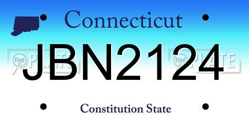 JBN2124 Connecticut License Plate