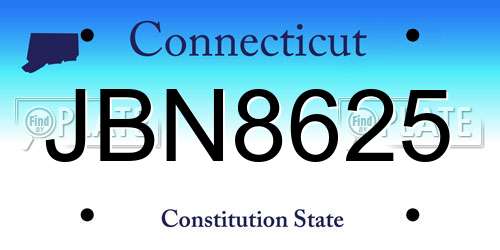 JBN8625 Connecticut License Plate