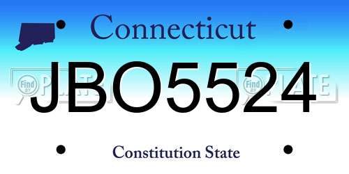 JBO5524 Connecticut License Plate
