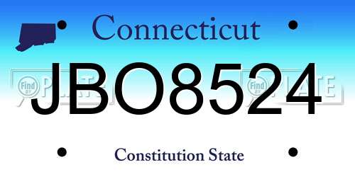JBO8524 Connecticut License Plate