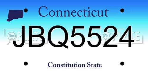 JBQ5524 Connecticut License Plate