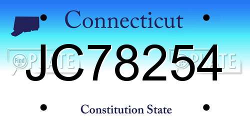 JC78254 Connecticut License Plate