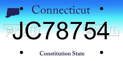 JC78754 Connecticut License Plate