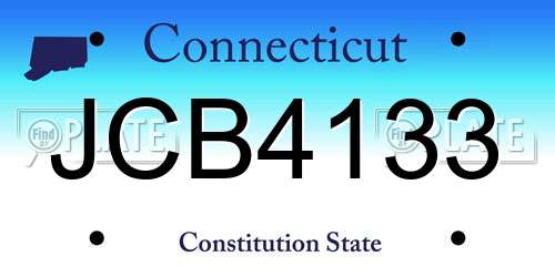 JCB4133 Connecticut License Plate