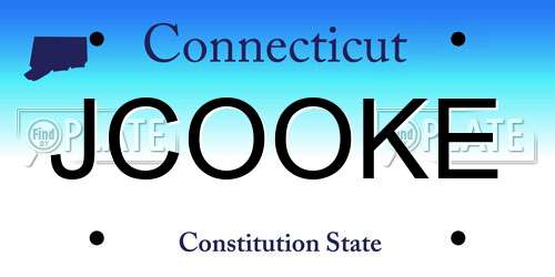 JCOOKE Connecticut License Plate