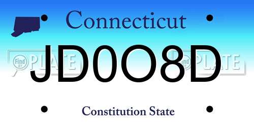 JD0O8D Connecticut License Plate