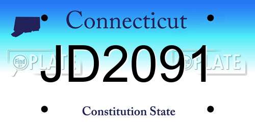 JD2091 Connecticut License Plate