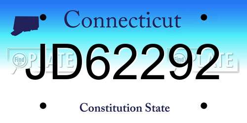 JD62292 Connecticut License Plate