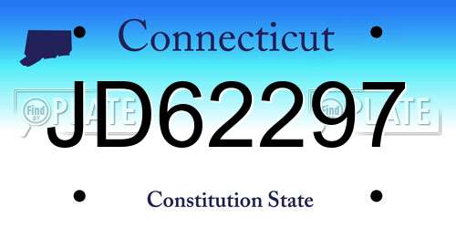 JD62297 Connecticut License Plate