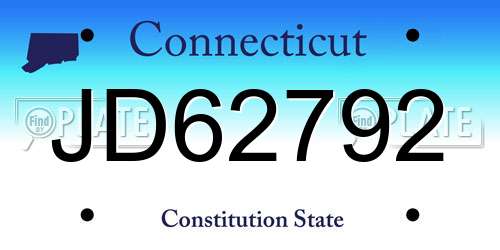 JD62792 Connecticut License Plate
