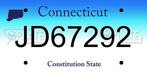 JD67292 Connecticut License Plate
