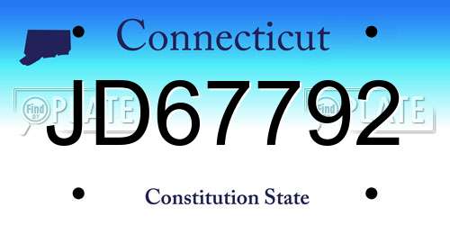 JD67792 Connecticut License Plate