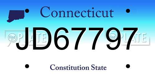 JD67797 Connecticut License Plate