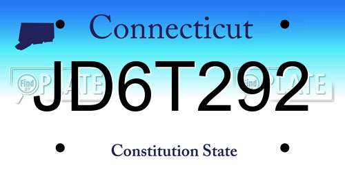 JD6T292 Connecticut License Plate