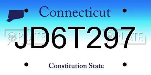JD6T297 Connecticut License Plate