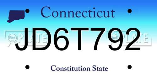 JD6T792 Connecticut License Plate