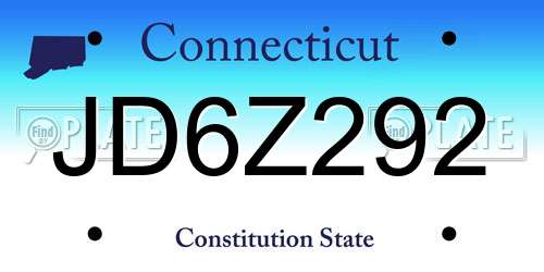 JD6Z292 Connecticut License Plate