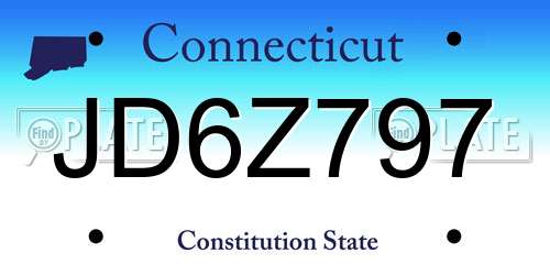 JD6Z797 Connecticut License Plate