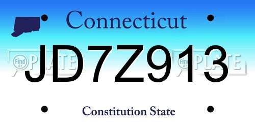 JD7Z913 Connecticut License Plate