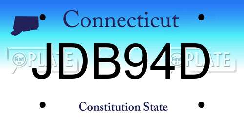 JDB94D Connecticut License Plate