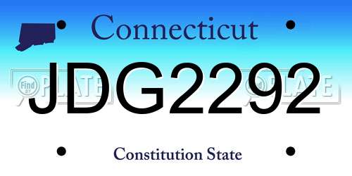 JDG2292 Connecticut License Plate