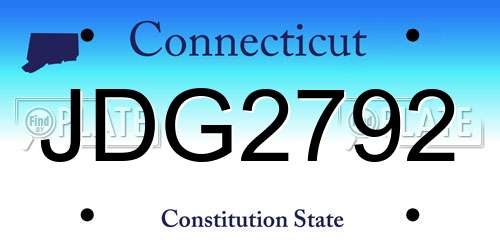 JDG2792 Connecticut License Plate