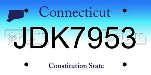 JDK7953 Connecticut License Plate