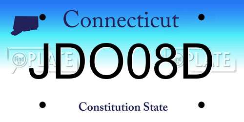 JDO08D Connecticut License Plate