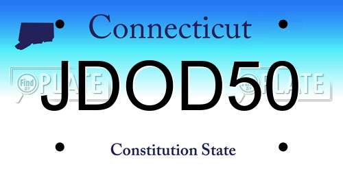 JDOD50 Connecticut License Plate