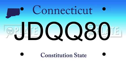 JDQQ80 Connecticut License Plate