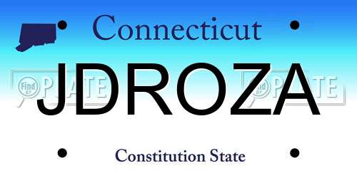 JDROZA Connecticut License Plate