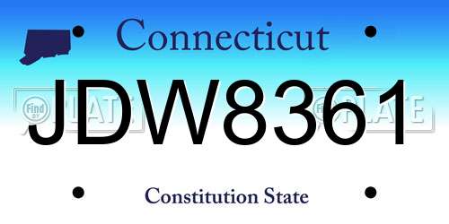 JDW8361 Connecticut License Plate