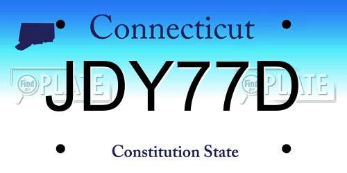 JDY77D Connecticut License Plate