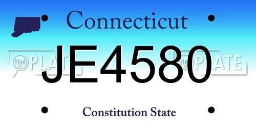 JE4580 Connecticut License Plate