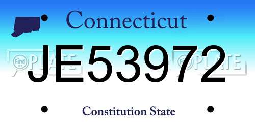 JE53972 Connecticut License Plate