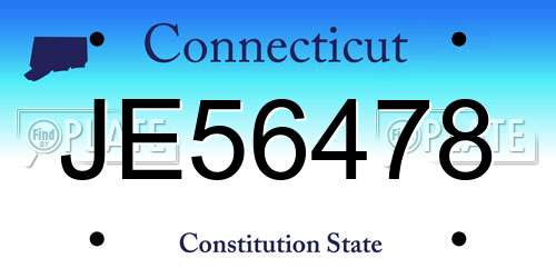 JE56478 Connecticut License Plate