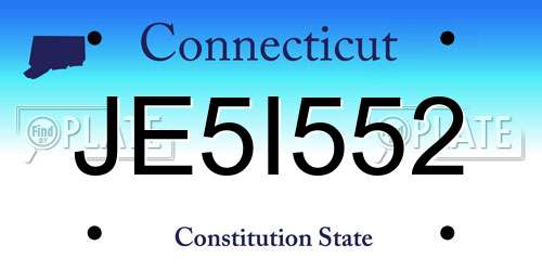 JE5I552 Connecticut License Plate