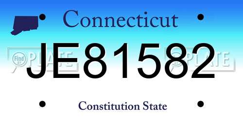 JE81582 Connecticut License Plate
