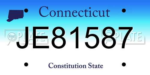 JE81587 Connecticut License Plate