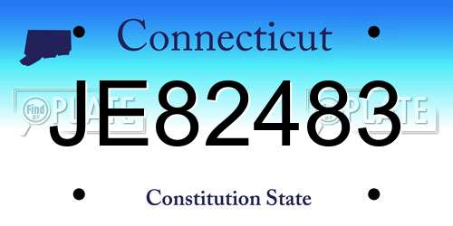 JE82483 Connecticut License Plate